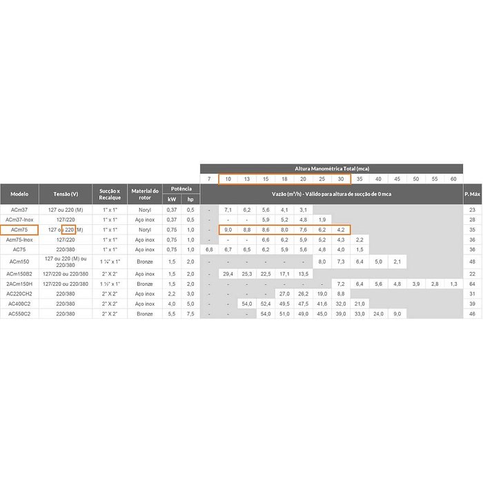 Motobomba Centrifuga ACM75 1 CV