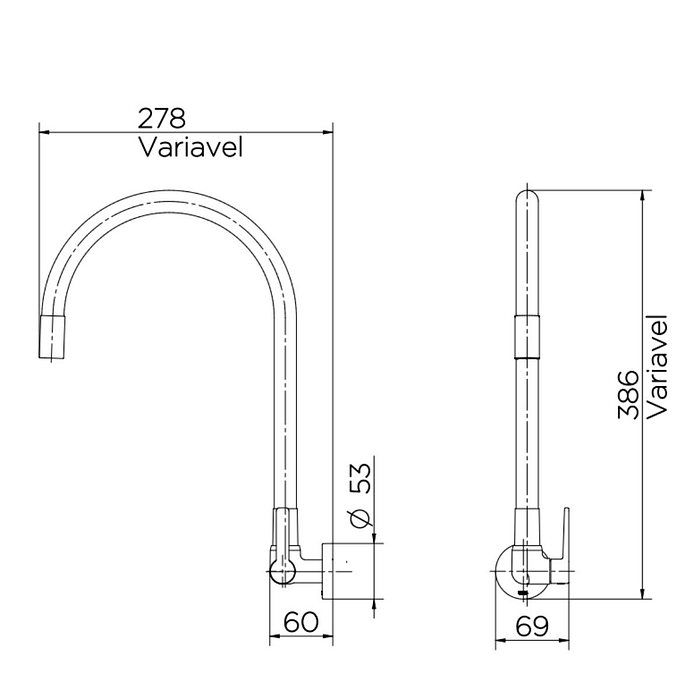 Torneira Para Cozinha de Parede Galiflex Preto/Cromado Docol 00967457