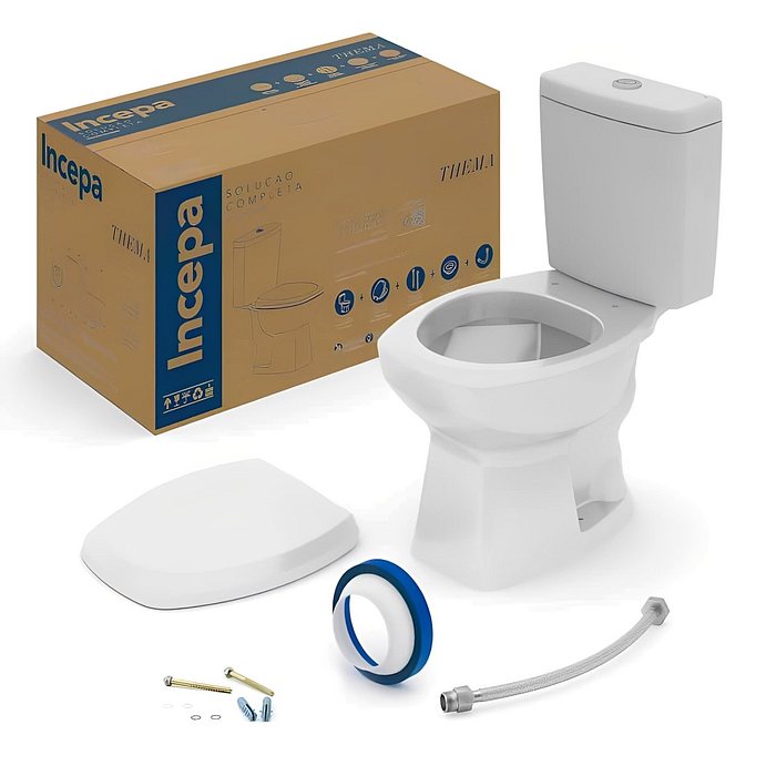 Kit Completo Vaso Sanitário Com Caixa Acoplada Thema Cinza Platina Incepa