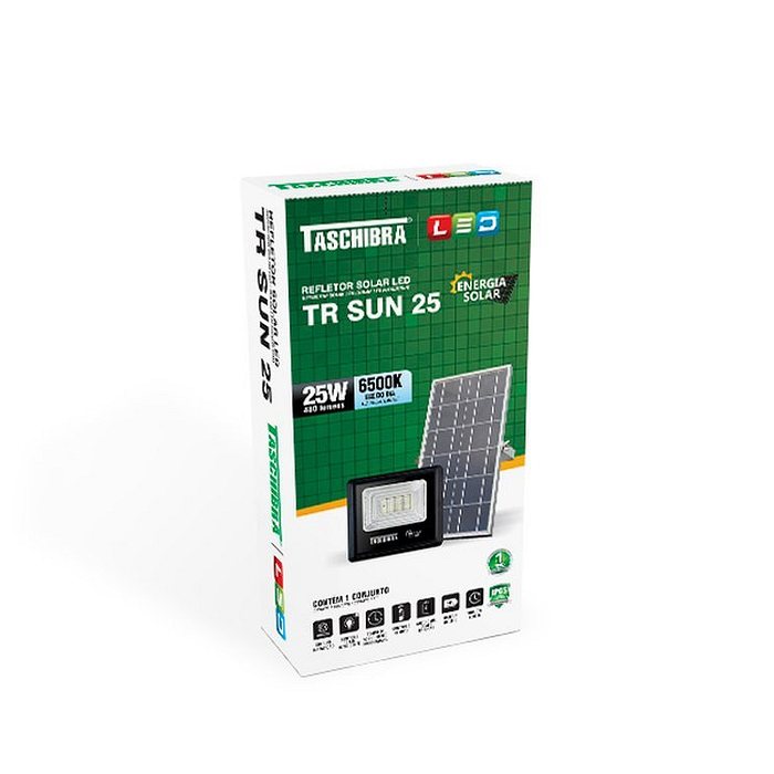 Refletor TR Led Solar 25W Preto 6500K