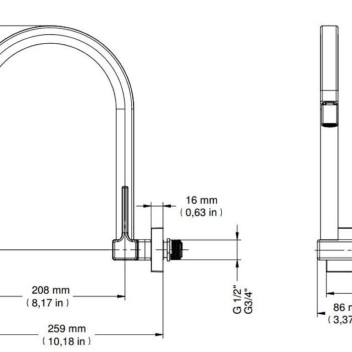 Torneira De Parede Para Cozinha Bica Alta Docol Quad 07128006