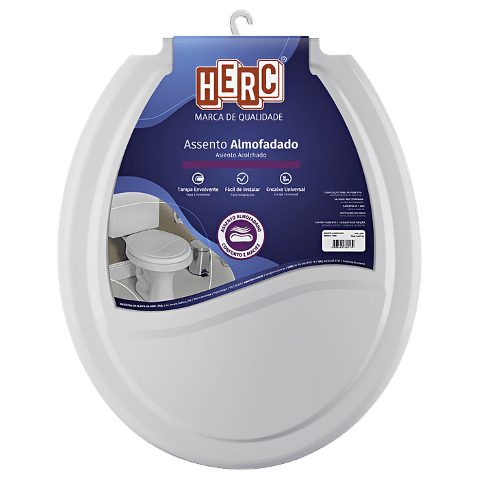 Assento Sanitário Almofadado Convencional Cinza Claro Herc