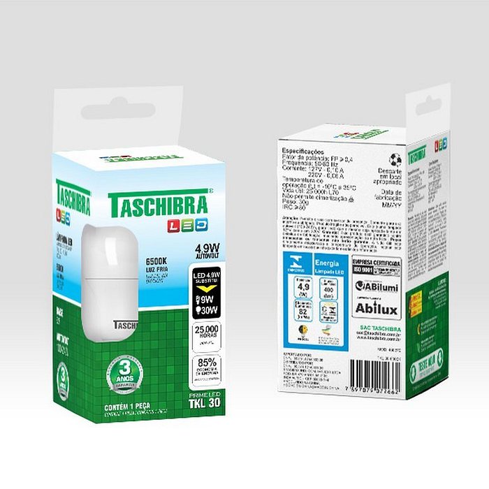 Lâmpada Led 4,9W TKL30 6500K Taschibra