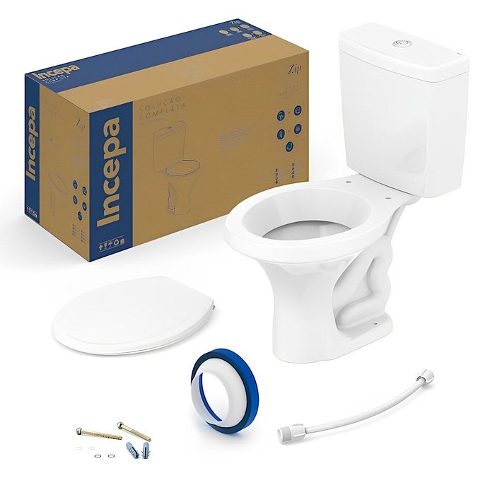 Kit Vaso Sanitário Zip Branco Com Caixa Acoplada Incepa Completo