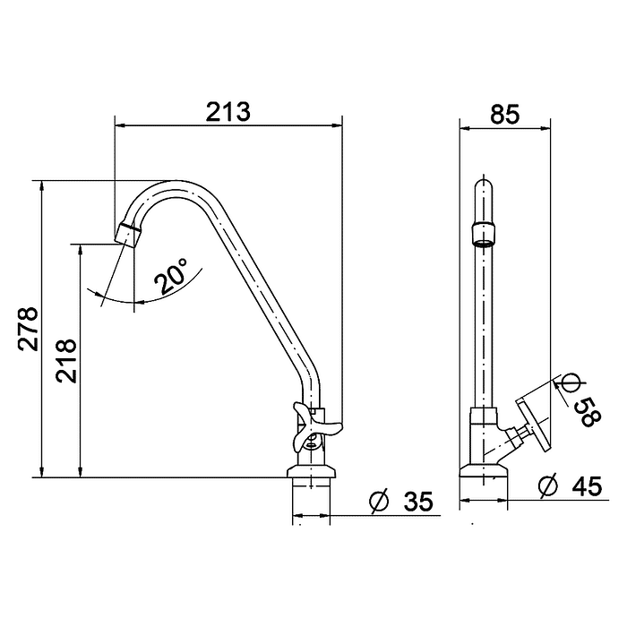 Torneira Para Cozinha de Bancada Nova Pertutti Docol 00903806