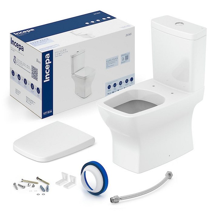 Kit Vaso Sanitário Boss Branco com Caixa Acoplada Completo Incepa