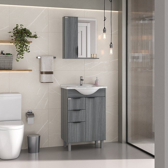 Kit Conjunto de Balcão Para Banheiro Crystal 60cm Etna Fabribam