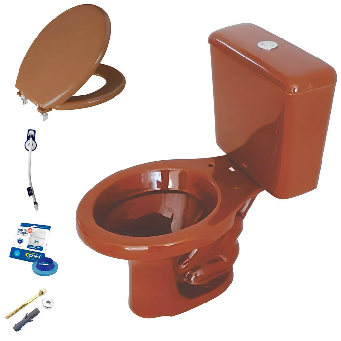 Kit Completo Vaso Sanitário Parati Com Caixa Acoplada Caramelo / Marrom Logasa