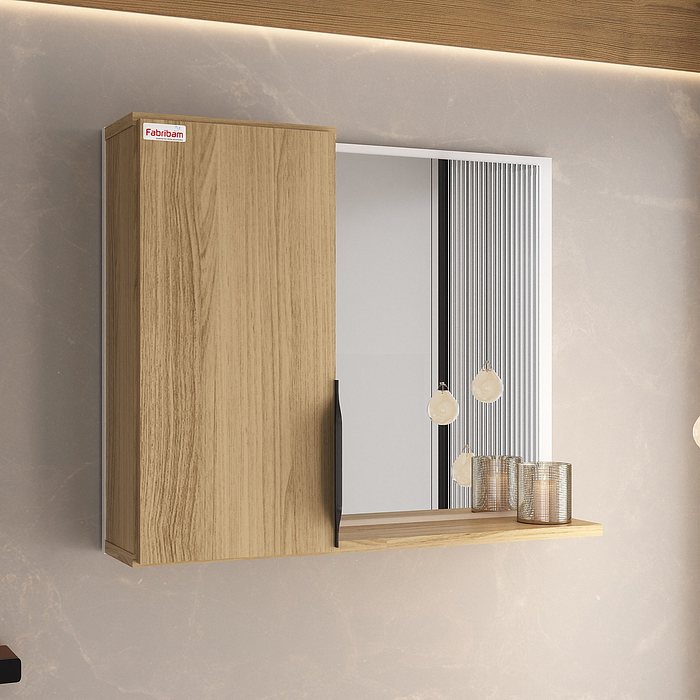 Kit Conjunto de Balcão Para Banheiro Crystal 60cm Carvalho Fabribam