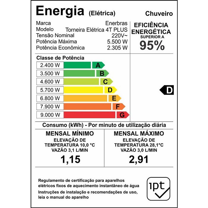 Torneira de Parede Plus 4T Branca 5500W 220V