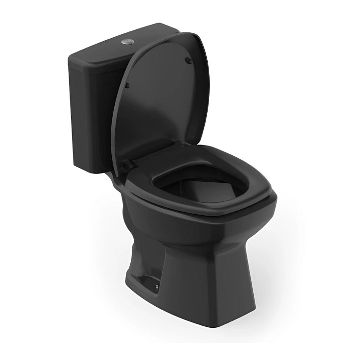 Kit Completo Vaso Sanitário Thema Preto com Caixa Acoplada Incepa