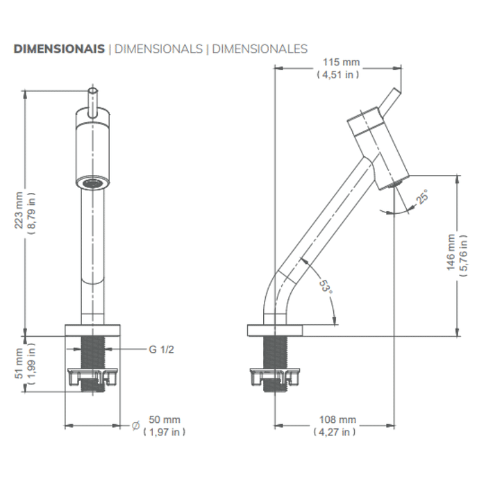 Torneira Lavatório Mesa Bica Baixa 45 Loggica 90011064006