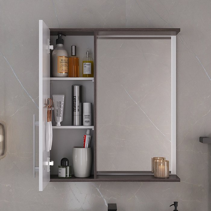 Kit Conjunto de Balcão Para Banheiro Syrius 60cm Branco/Amêndoa Fabribam