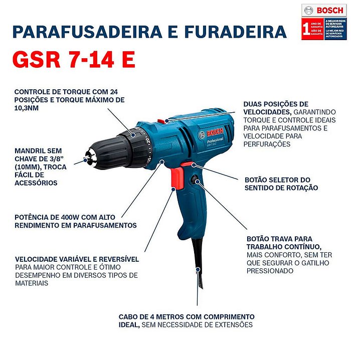 Parafusadeira/Furadeira Profissional GSR 7-14E 220V