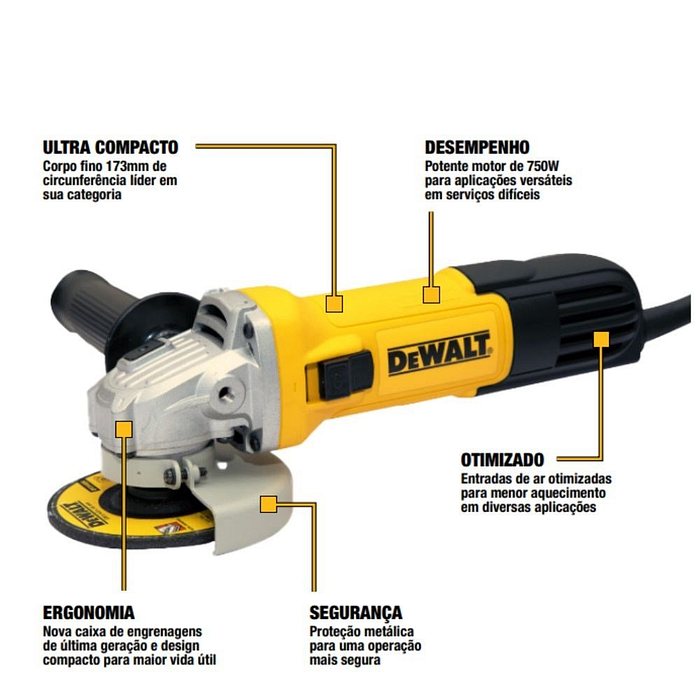 Esmerilhadeira Angular 4.1/2" DWE750-B2 750W 220V