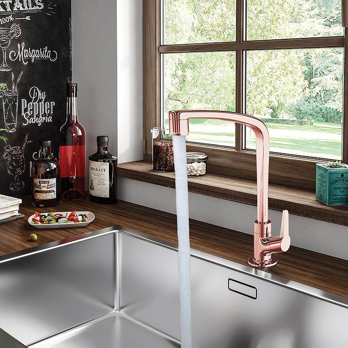Torneira Para Cozinha de Mesa Rose Gold 116 F71 Lorenzetti