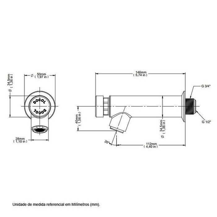 Torneira De Parede Para Lavatorio Pressmatic 120 Docol 17160706