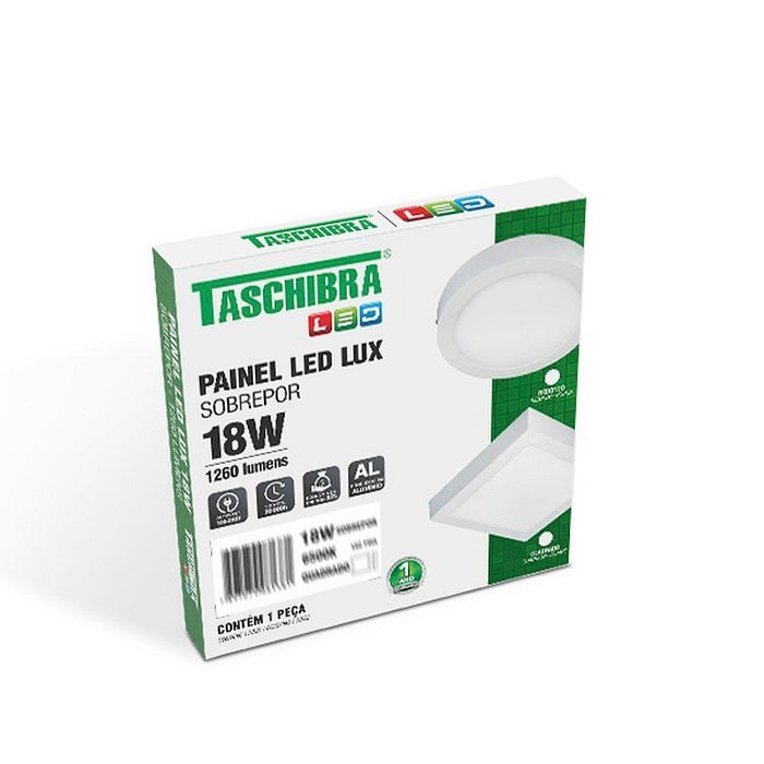Painel de Led Sobrepor Quadrado 18W 6500K Taschibra Bivolt 110V/220V