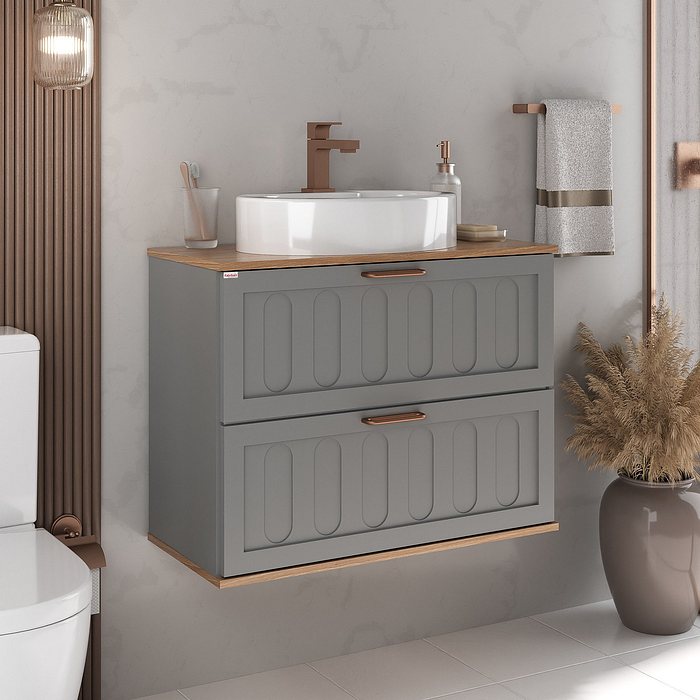 Kit Conjunto de Balcão Para Banheiro Milena 78cm Suspenso Fabribam