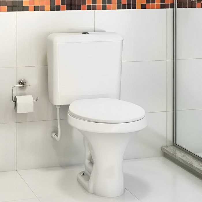 Kit Vaso Sanitário Parati com Caixa Acoplada e Assento Almofadado Branco Logasa Completo