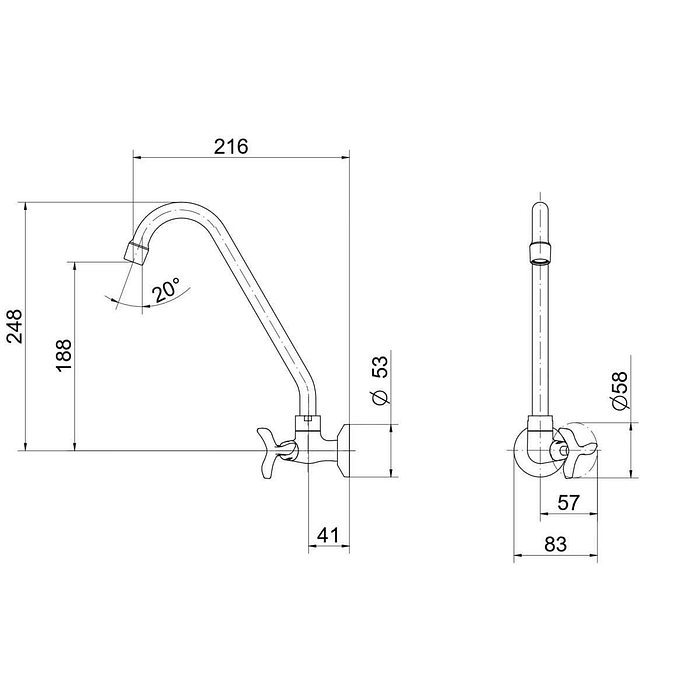 Torneira Para Cozinha De Parede Nova Pertutti 00902806