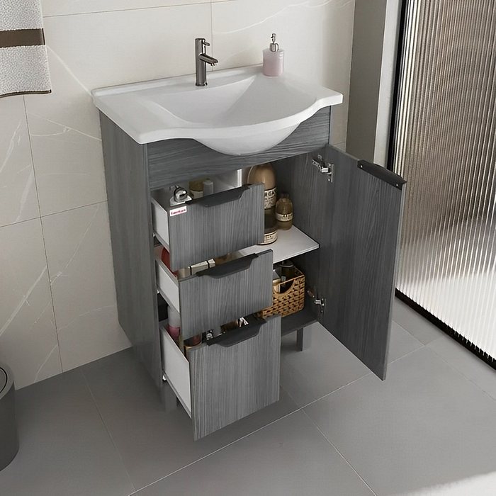 Kit Conjunto de Balcão Para Banheiro Crystal 60cm Etna Fabribam