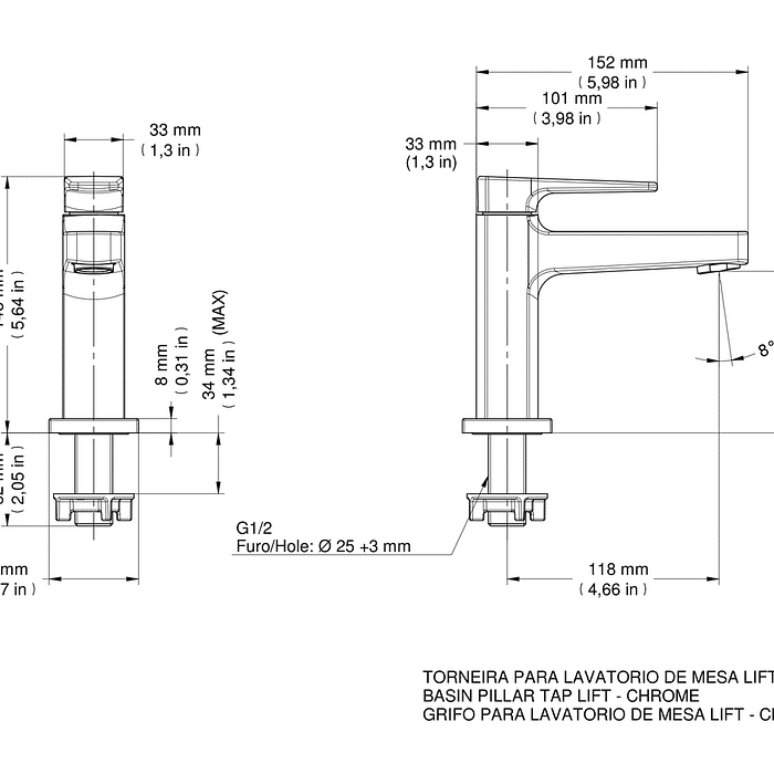 Torneira Para Banheiro Lift Baixa Docol 00871906