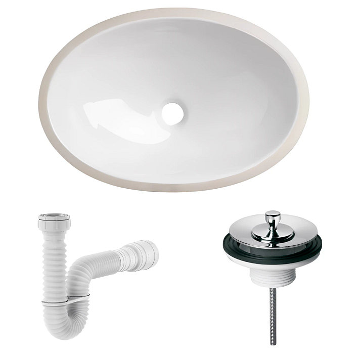 Kit Cuba Oval Branca De Embutir Com Válvula e Sifão Incepa