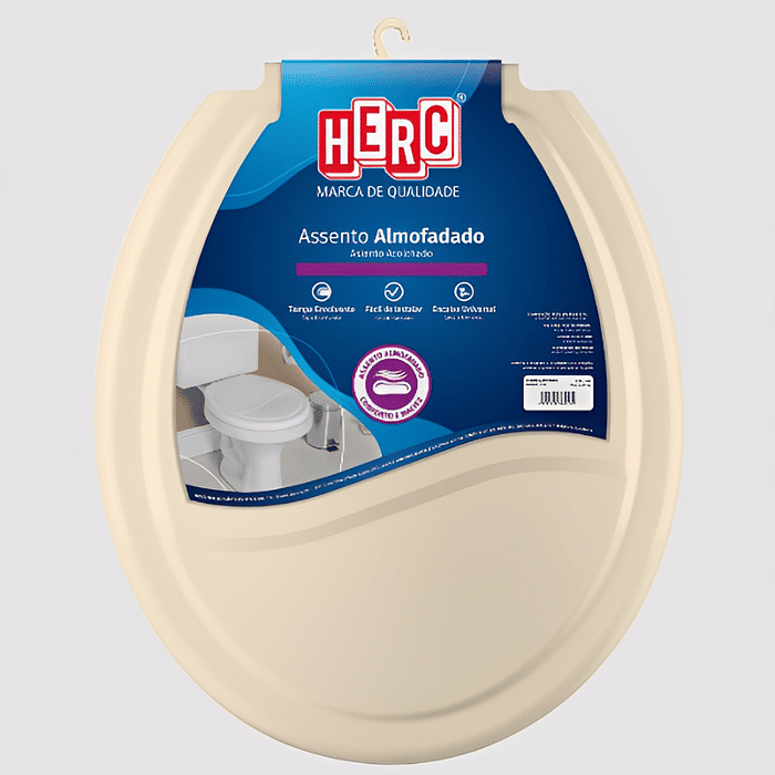 Assento Sanitário Almofadado Convenional  Biscuit/Bege Herc
