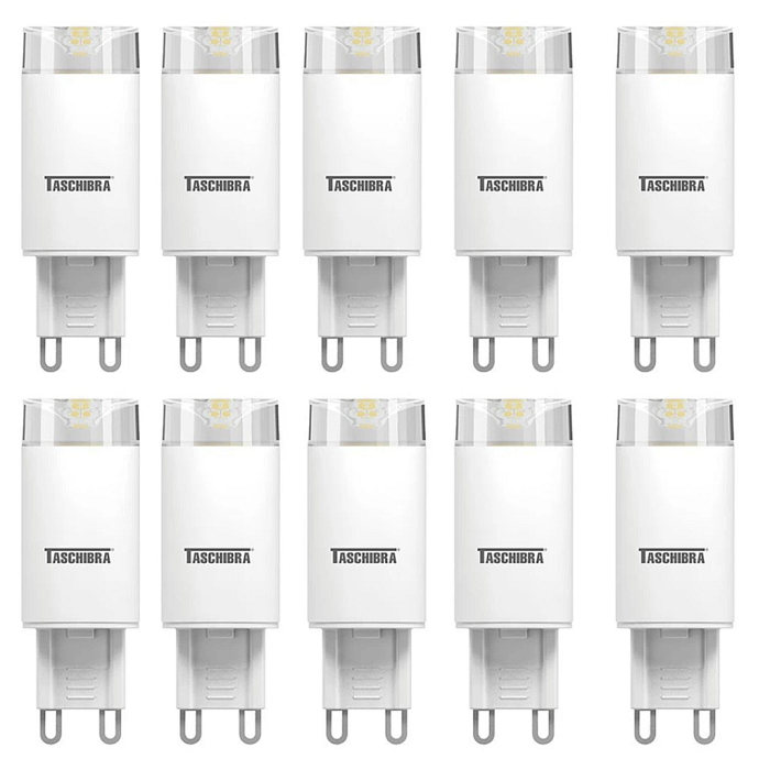 Kit Com 10Pçs Lâmpada Led Para Lustre G9 3W 3000K Taschibra