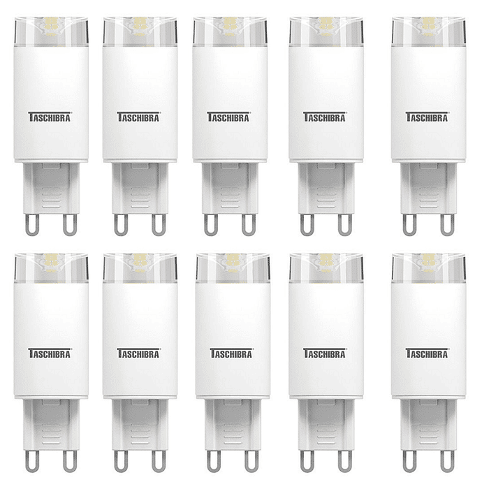 Kit Com 10Pçs Lâmpada Led Para Lustre G9 3W 3000K Taschibra