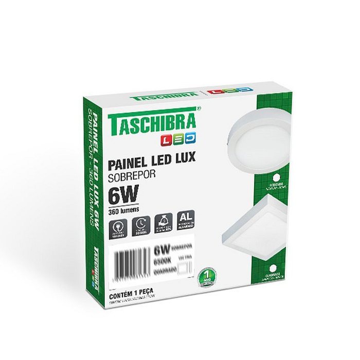 Painel de Led Sobrepor Redondo 6W 6500K Taschibra Bivolt 110V/220V