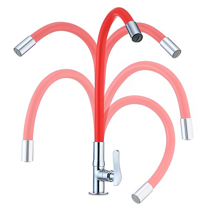 Torneira de Mesa Loren Flex Vermelha Com Bica Flexível 1177 R27 Lorenzetti