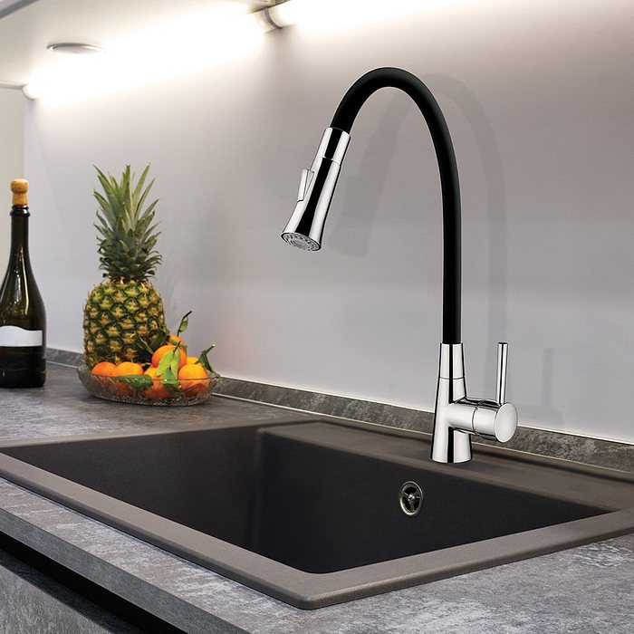 Misturador Monocomando De Mesa Bica Flex Preto/Cromado Lorenzetti 2257 B27