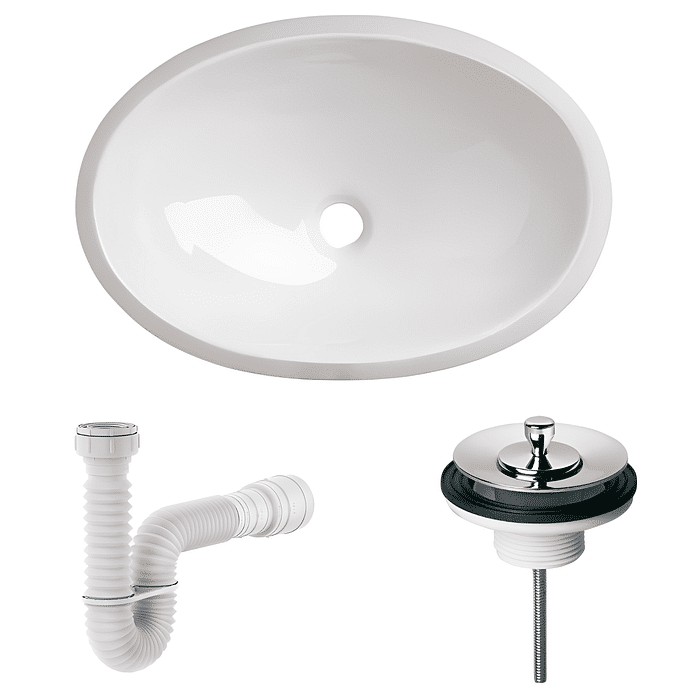 Kit Cuba Oval Branca De Embutir Com Válvula e Sifão Incepa