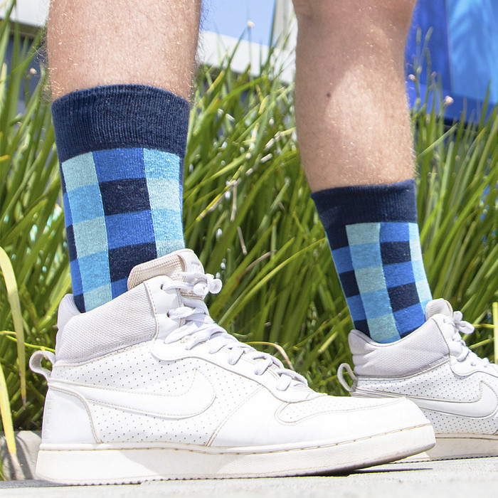 Meia Casual Norden Quadri Azul