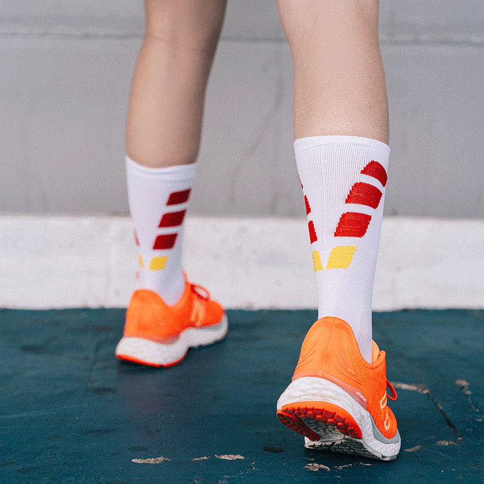 Meia Performance Norden Branco e Vermelho