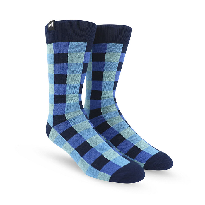 Meia Casual Norden Quadri Azul