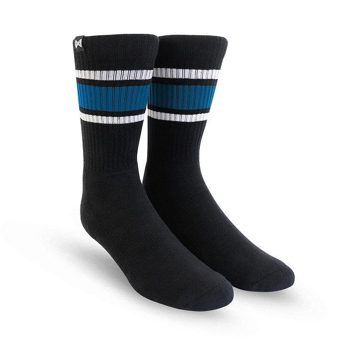 Meia Esportiva Norden Stripe Preto e Azul