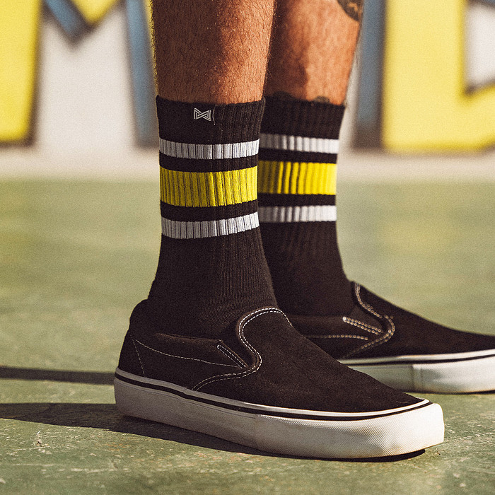 Meia Esportiva Norden Stripe Preto e Amarelo