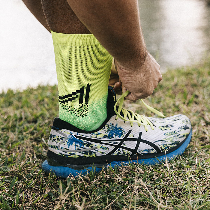 Meia Performance Norden Degradê Amarelo e Verde