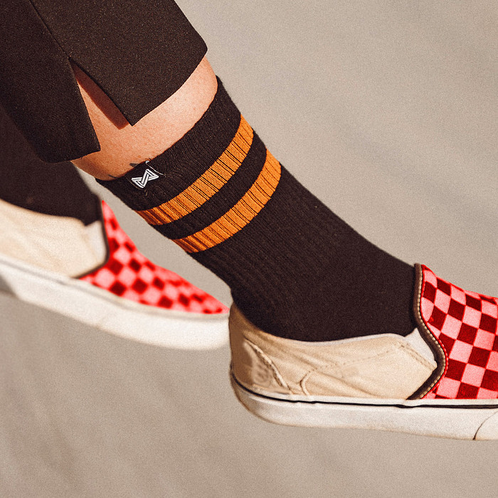 Meia Esportiva Norden Old Style Preto e Laranja