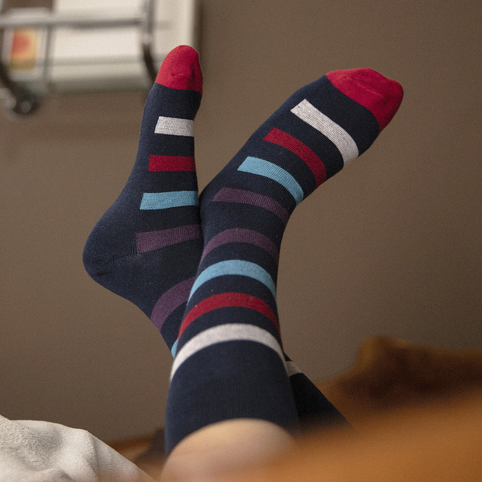 Meia Casual Norden Listras Azul