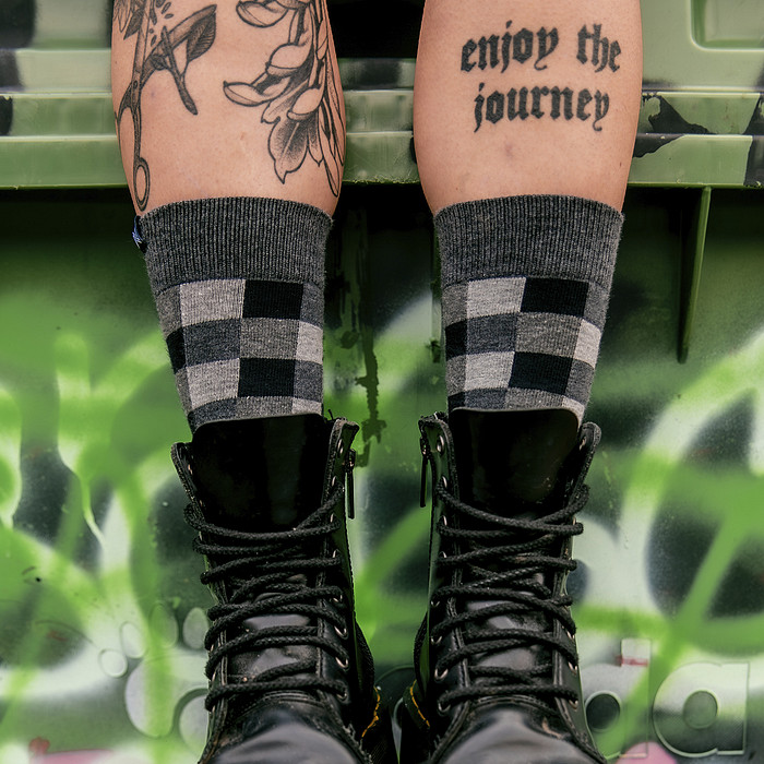 Meia Casual Norden Quadri Cinza