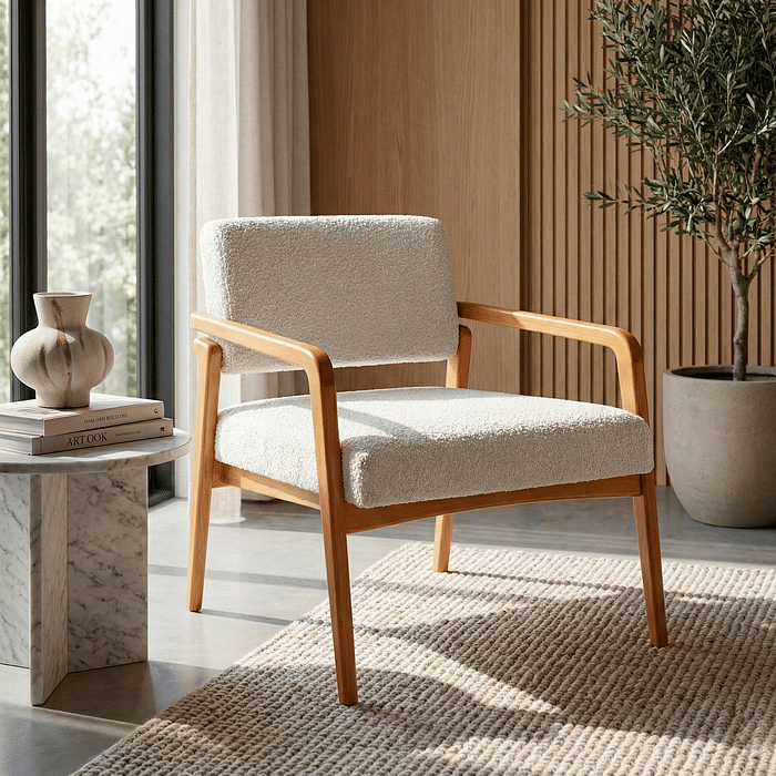 Poltrona de Madeira Maciça Estofada Positano