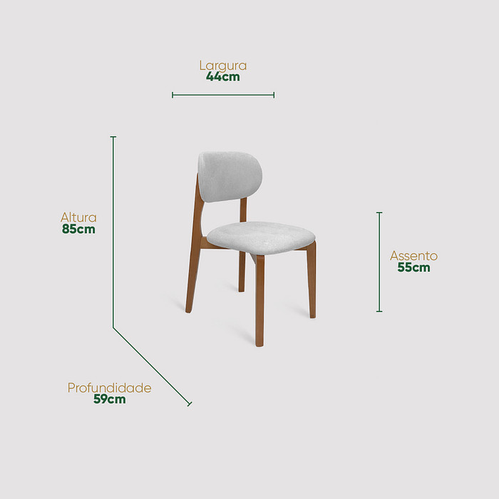 Cadeira Cairo Estofada em Madeira Maciça com Design Funcional