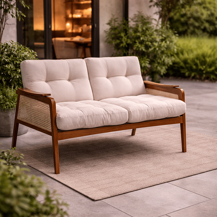 Namoradeira Verona em Madeira Maciça com Tela Sextavada e Linho