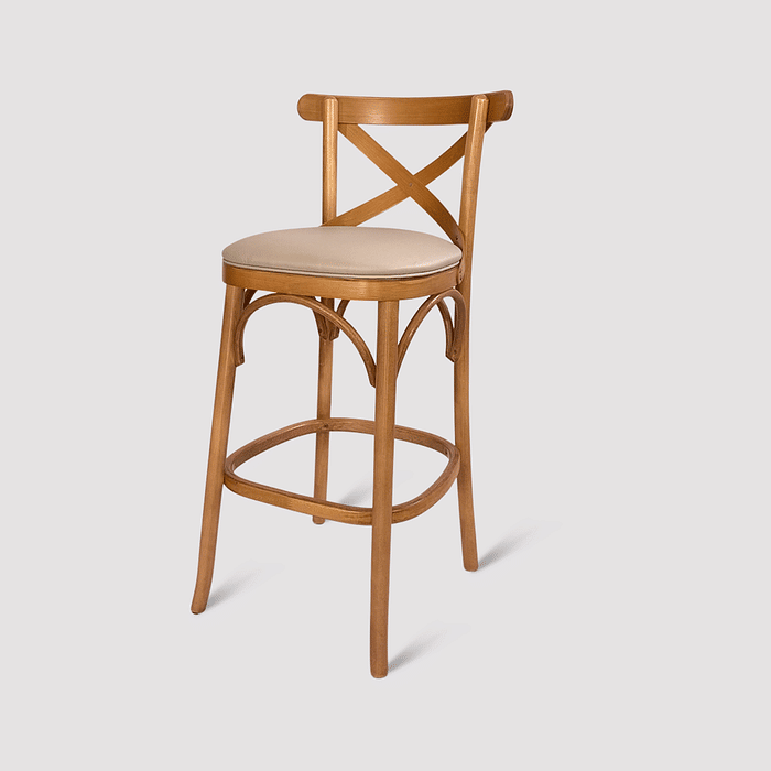 Banqueta Espanha X Imbuia em Madeira Maciça Estofada