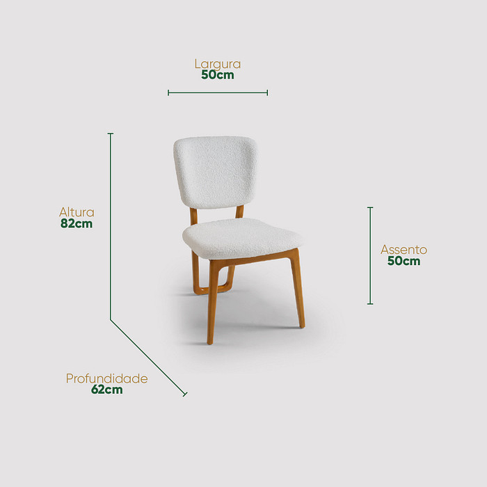 Cadeira de Jantar Varenna Estofada em Madeira Maciça