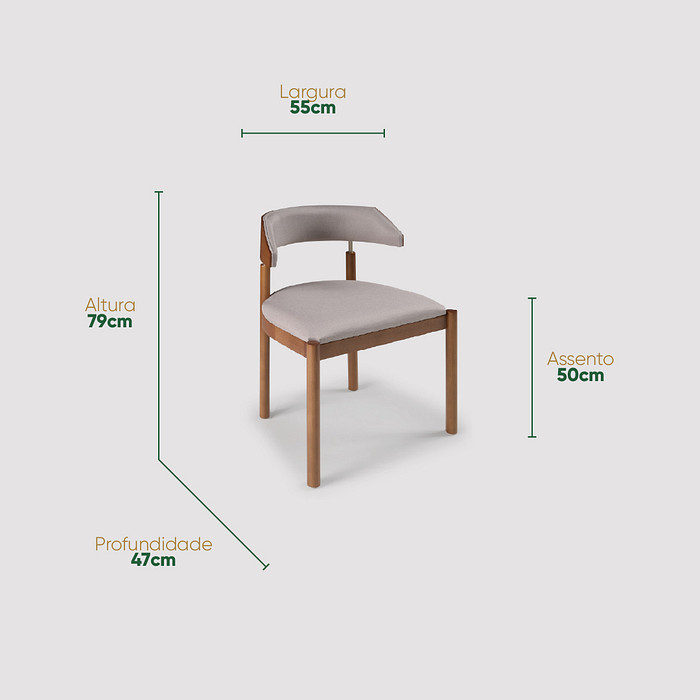 Cadeira Gubbio Estofada em Madeira Maciça com Design Envolvente e Conforto Acolhedor